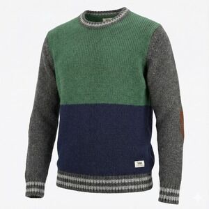 Vans Sweater Mens Medium M Colorblock Green Navy Chunky Elbow Pads Retro‎ Y2K